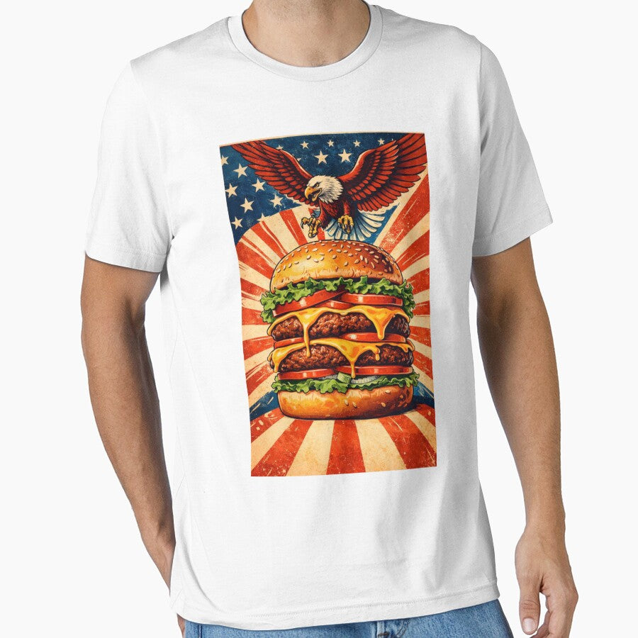 American Burger Poster – Retro USA Food Illustration by RØNI AI
