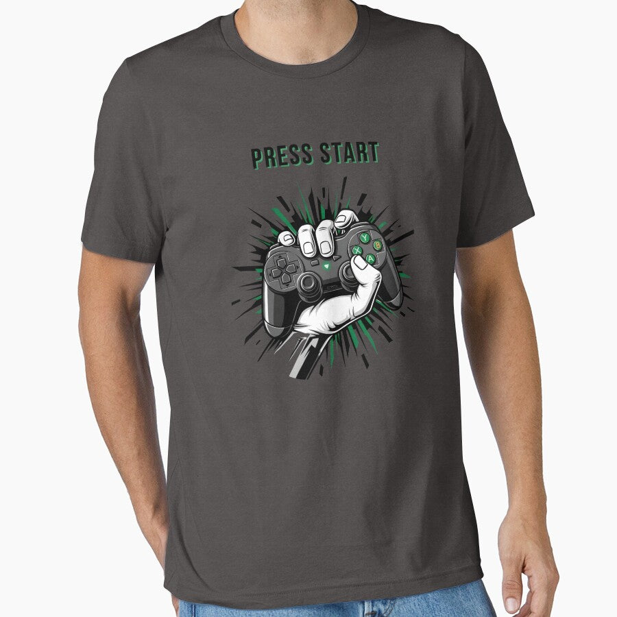 "Press Start" Gaming Controller Art by InkWeaveShop