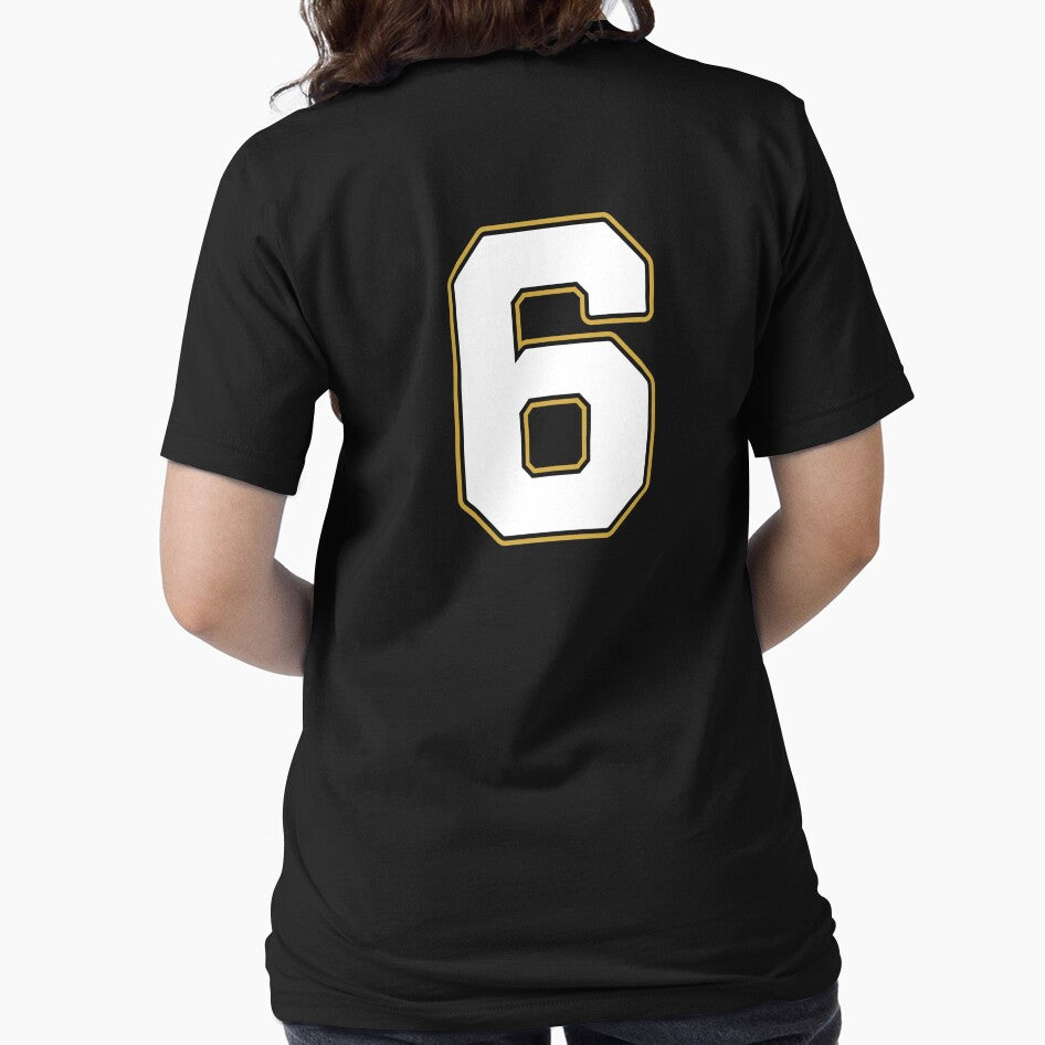 Jersey Number 6 / Player Shirt Number Six (White with Gold Outline) by STUDIO-72