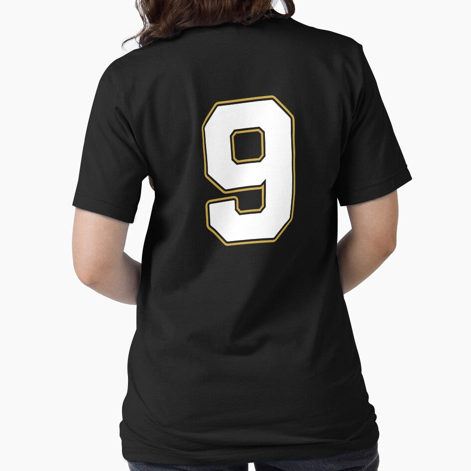 Jersey Number 9 / Player Shirt Number Nine (White with Gold Outline) by STUDIO-72