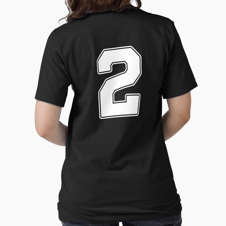 Jersey Number 2 / Player Shirt Number Two (White with White Outline) by STUDIO-72