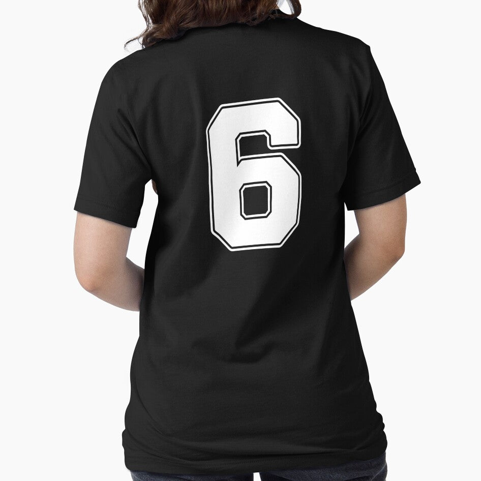Jersey Number 6 / Player Shirt Number Six (White with White Outline) by STUDIO-72