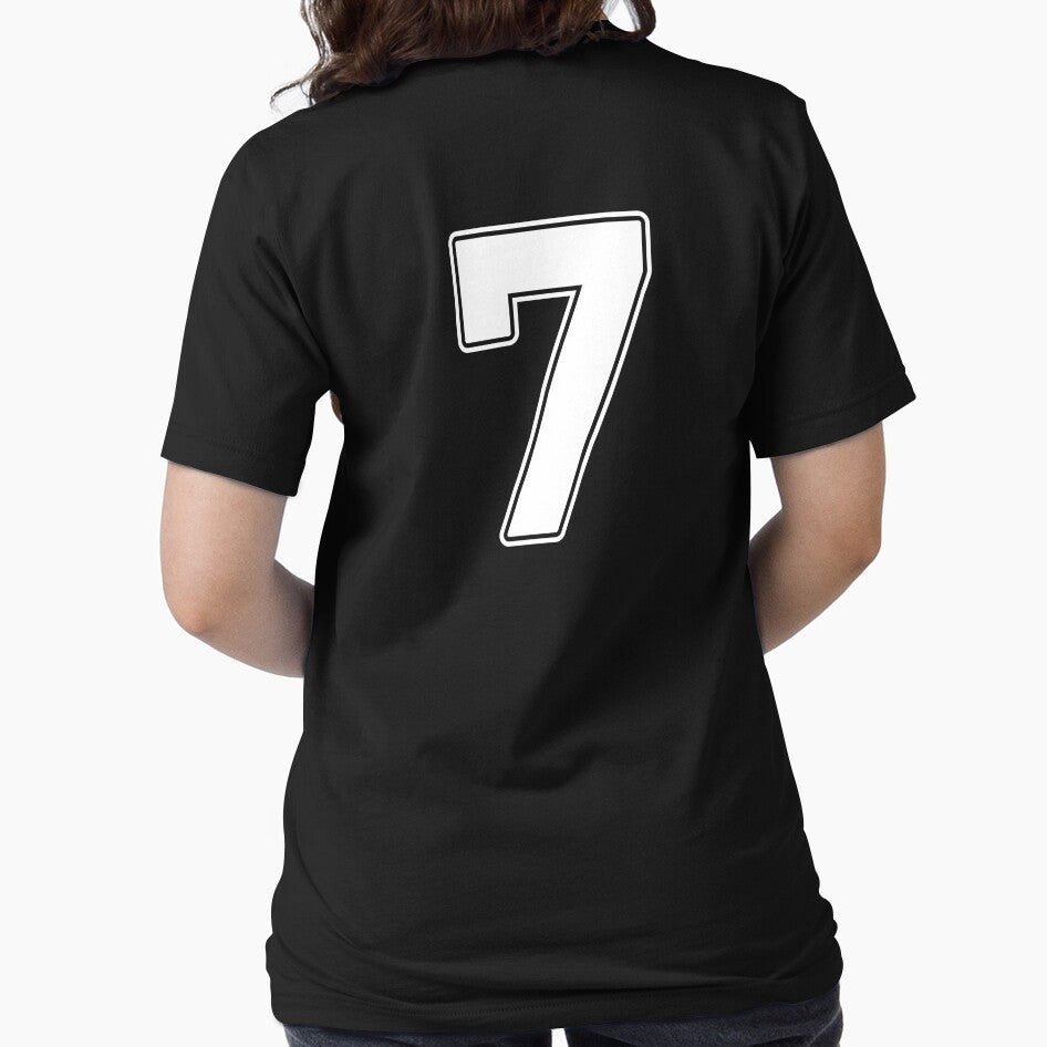 Jersey Number 7 / Player Shirt Number Seven (White with White Outline) by STUDIO-72