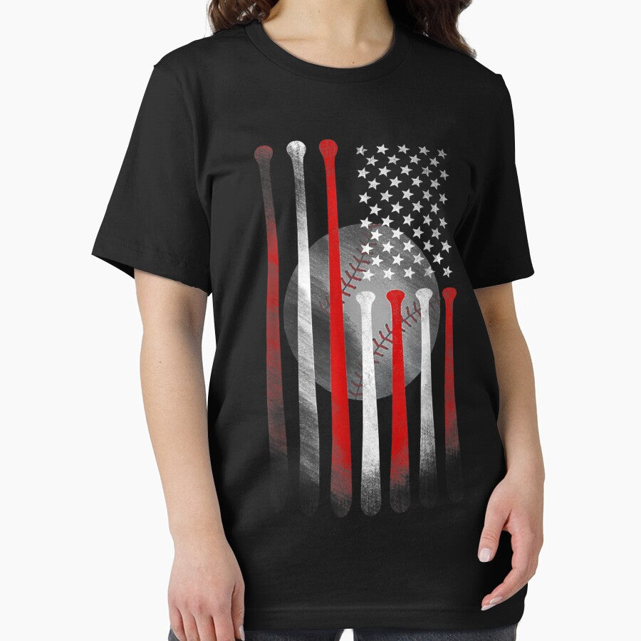 American Flag Vintage Baseball Flag by Wendiart