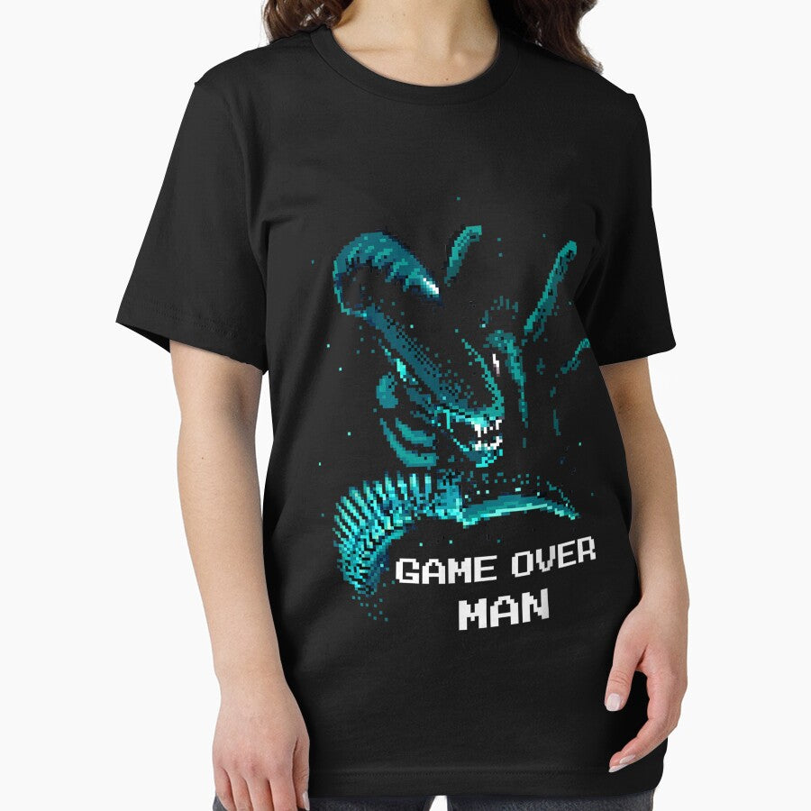 Iconic Xenomorph Game Over Man Pixelated Style Logo by IsmaelSay