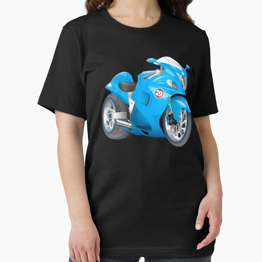 Blue Hayabusa Style Fat Tire Street Bike Motorcycle by Pro29Graphics