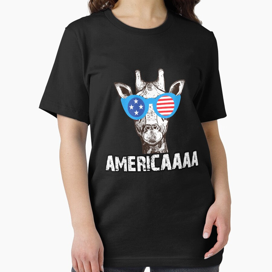 Patriotic Giraffe 4th of July USA American Flag Funny Giraffe Americaaa by Akmloza