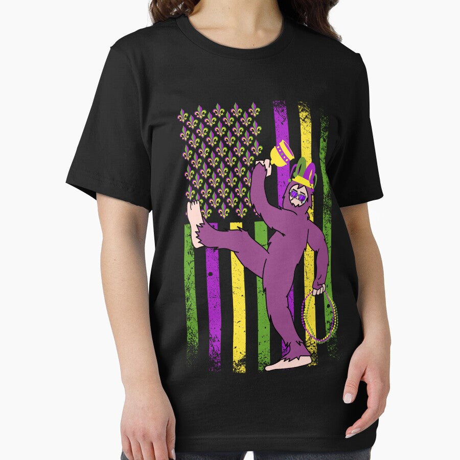 Funny Bigfoot Sasquatch Mardi Gras Vintage Flag Festival Costume Men Kids by MotivaChic