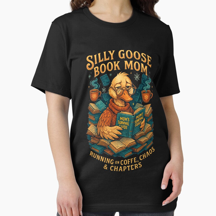 Silly Goose Book Mom Tee – Chaos & Chapters Edition Sticker by GeniePixel