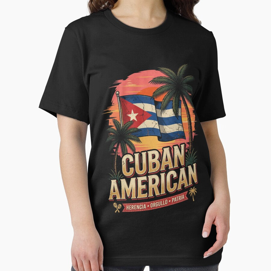 Cuban American Heritage Pride Vintage Cuban Flag Sunset Palm Trees by CF_VintageDesign