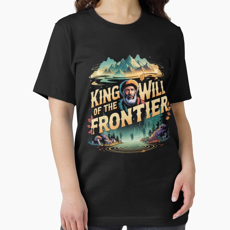 Davy Crockett King of the Wild Frontier Surreal Sticker - Cyberpunk Wilderness Adventure T-Shirt with Goblincore Twist by GeniePixel
