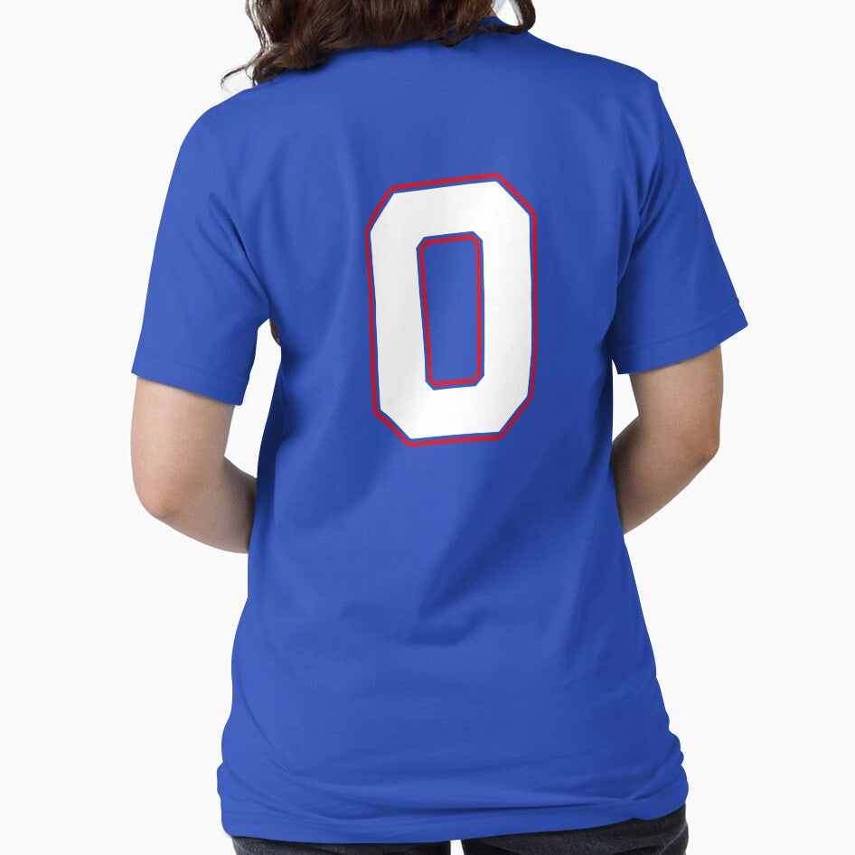 Jersey Number 0 / Player Shirt Number Zero (White with Red Outline) by STUDIO-72