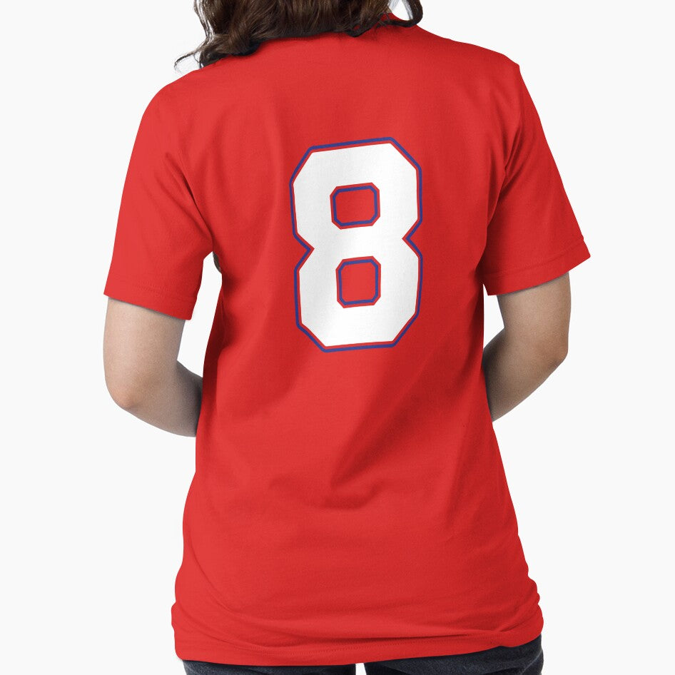 Jersey Number 8 / Player Shirt Number Eight (White with Blue Outline) by STUDIO-72