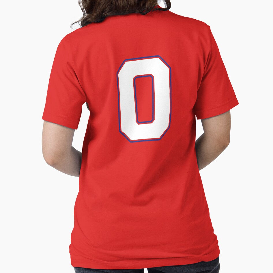 Jersey Number 0 / Player Shirt Number Zero (White with Blue Outline) by STUDIO-72