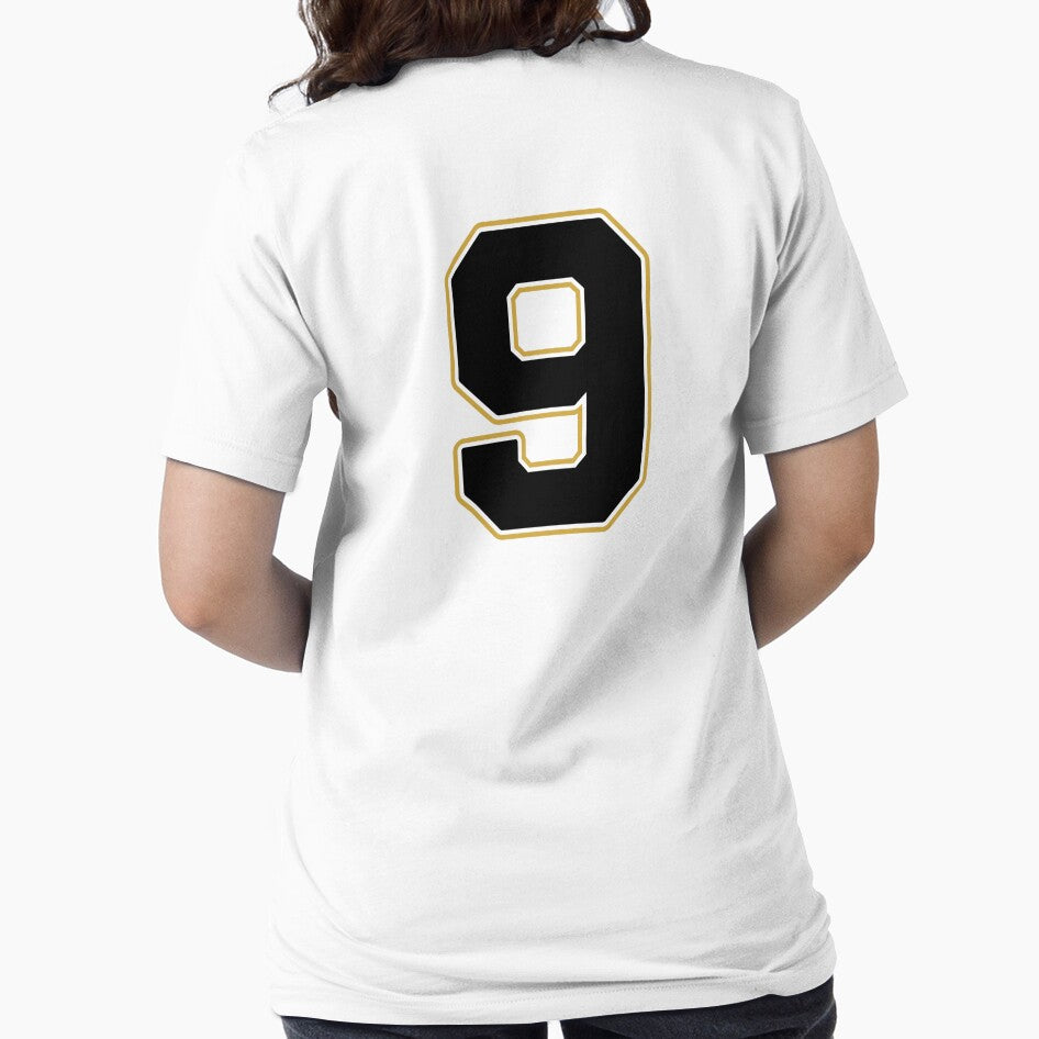 Jersey Number 9 / Player Shirt Number Nine (Black with Gold Outline) by STUDIO-72
