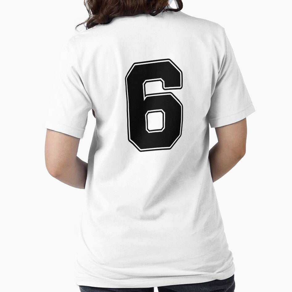 Jersey Number 6 / Player Shirt Number Six (Black with Black Outline) by STUDIO-72