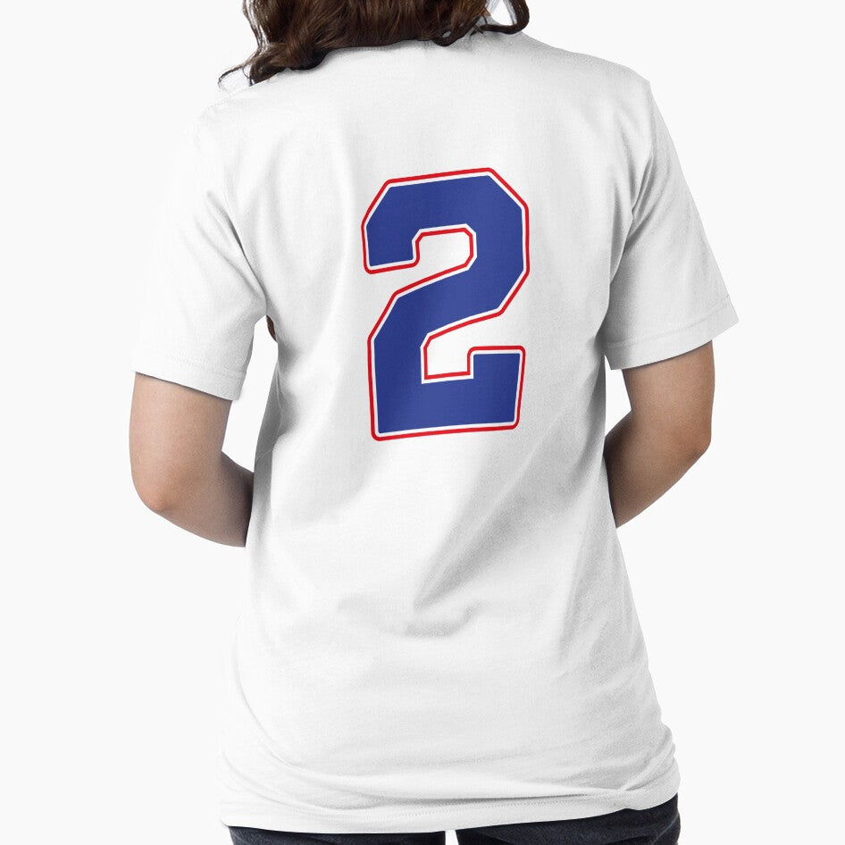 Jersey Number 2 / Player Shirt Number Two (Blue with Red Outline) by STUDIO-72
