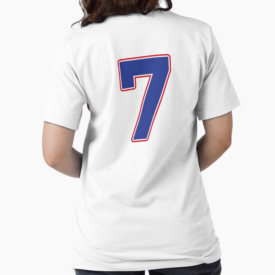 Jersey Number 7 / Player Shirt Number Seven (Blue with Red Outline) by STUDIO-72