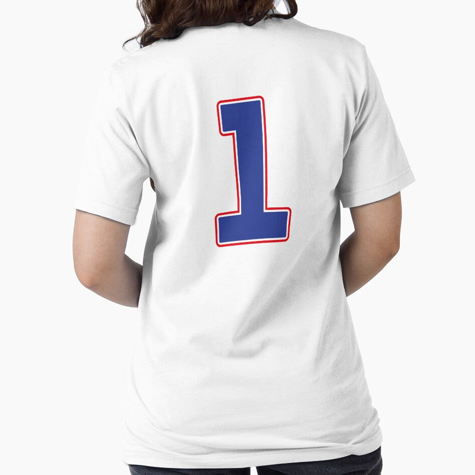 Jersey Number 1 / Player Shirt Number One (Blue with Red Outline) by STUDIO-72