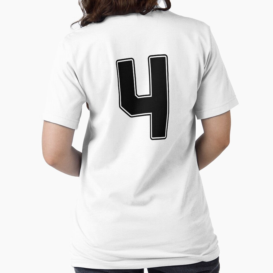 Jersey Number 4 / Player Shirt Number Four (Black with Black Outline) by STUDIO-72