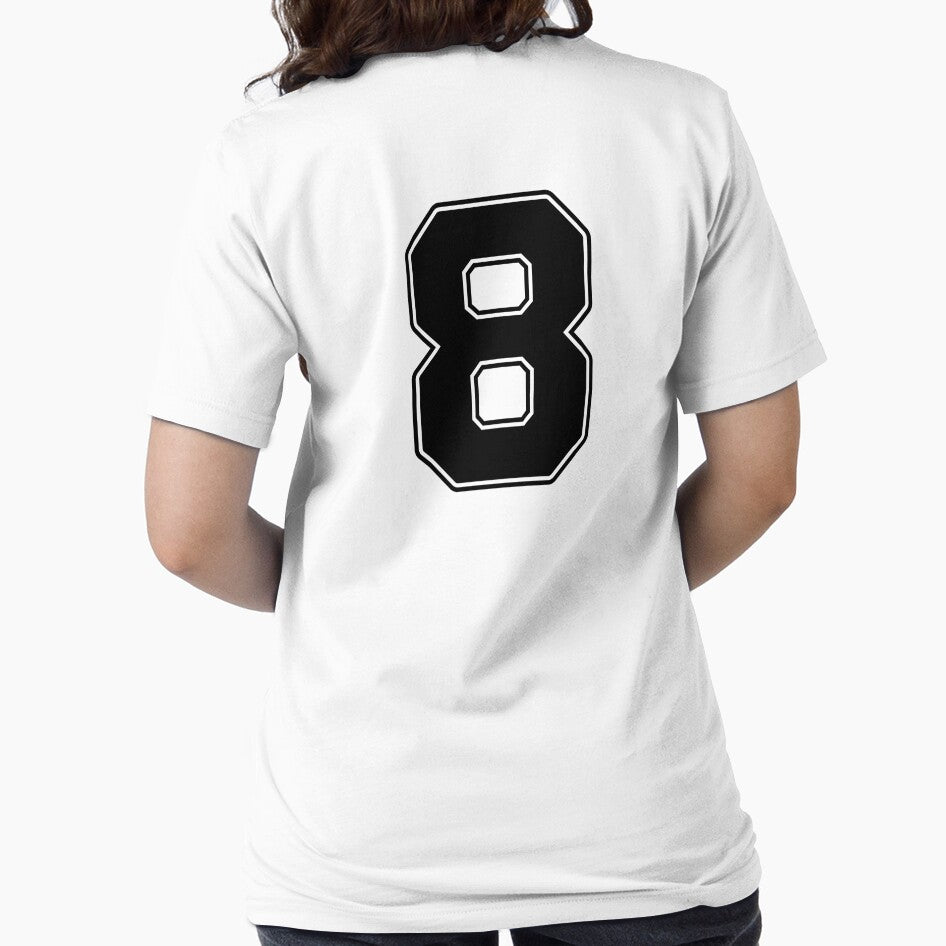 Jersey Number 8 / Player Shirt Number Eight (Black with Black Outline) by STUDIO-72