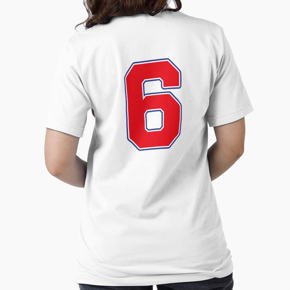 Jersey Number 6 / Player Shirt Number Six (Red with Blue Outline) by STUDIO-72
