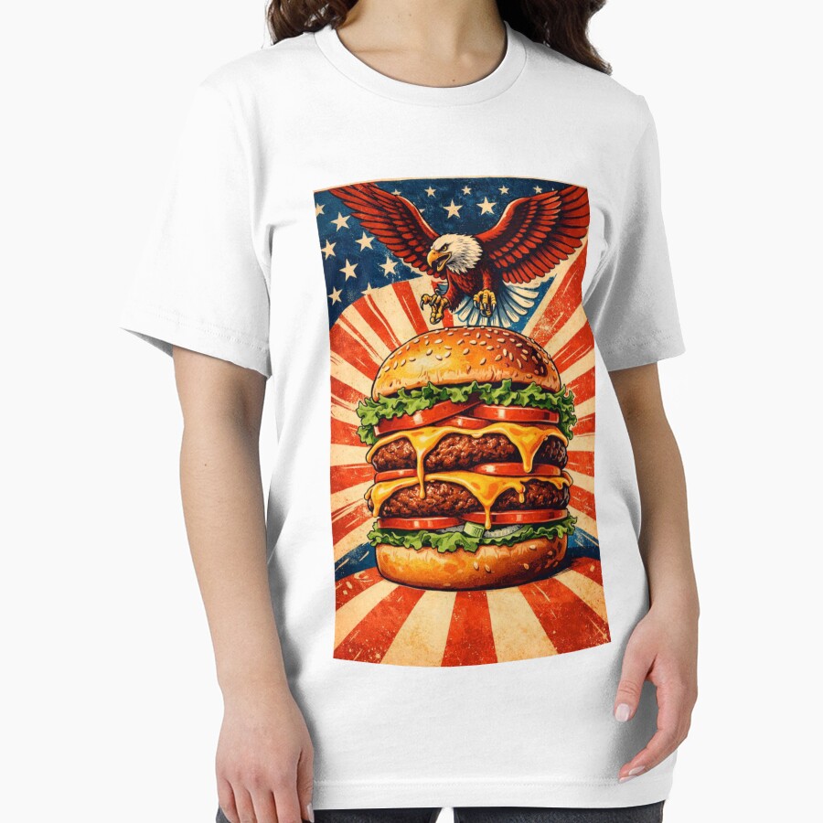 American Burger Poster – Retro USA Food Illustration by RØNI AI