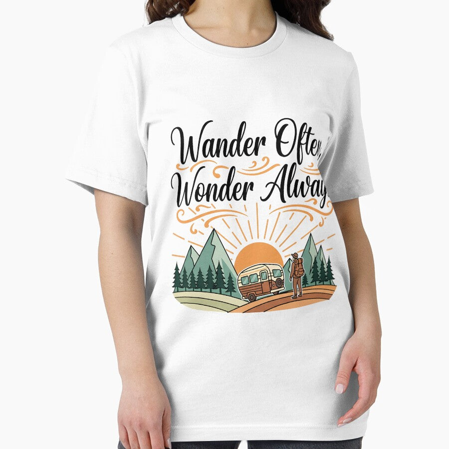 Wander Often Wonder Always Minimalist Mountain Hiking Adventure Nature Aesthetic by amzwag