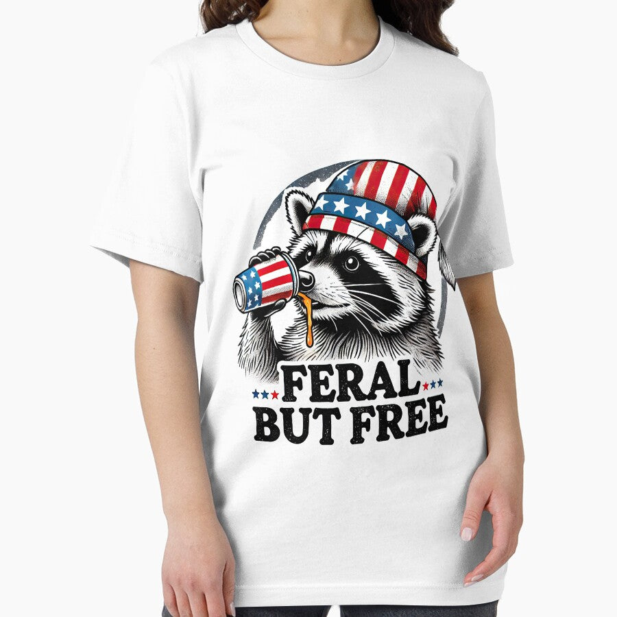 Feral But Free Patriotic Raccoon Funny USA by MAPDDesigns