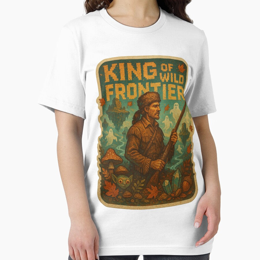 Davy Crockett King of the Wild Frontier Surreal Tee - Cyberpunk Wilderness Adventure Sticker with Goblincore Twist by GeniePixel