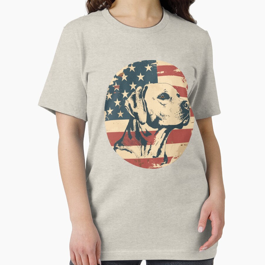 Vintage Retro Distressed American Flag  Design Featuring a Dog by KojourinArt