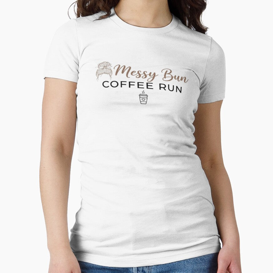 Messy Bun Coffee Run T-Shirt Mug Tote Bag by Roslet