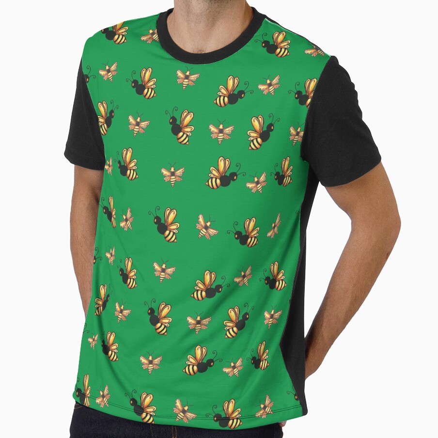 Bees, Bees, and more Bees Green by Freshinkshop