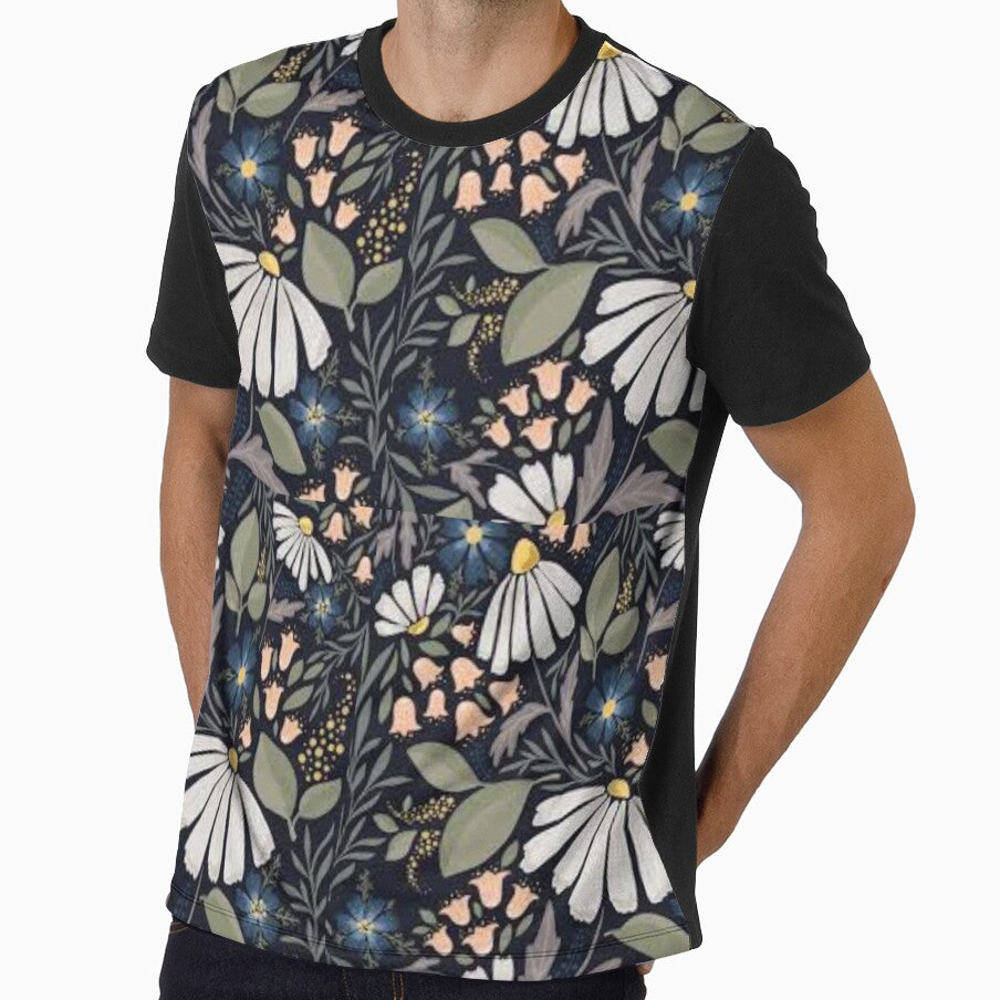 Best Seller -Navy Blue flowers design printed by Minhal's Artful  Impressions
