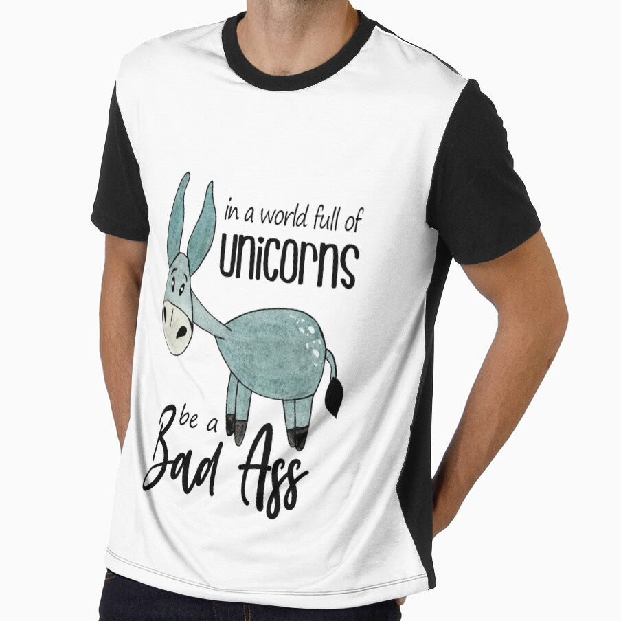 In a world full of unicorns be a bad ass - funny quotes,  funny donkey by Delandor