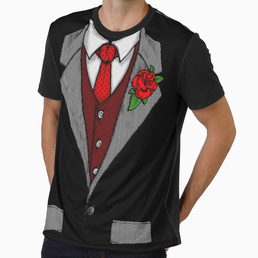 Funny tuxedo costume with rose and red tie Halloween Gift by Jelisandie