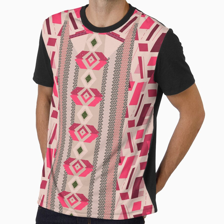 pink and red aztec print by SKULLARTISTRY
