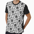 black white minimal flower pattern by haroulita