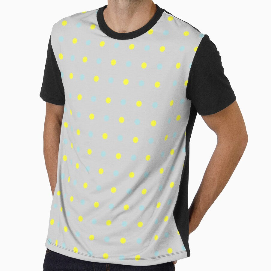 Sky Blue and Yellow Dots on Gray Grid Background by BriSher