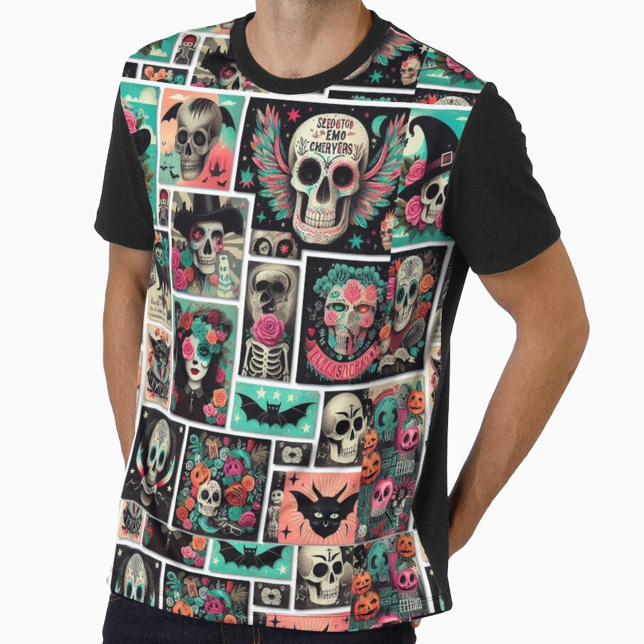 Gothic Sugar Skulls and Cats in Festive Collage by BriSher