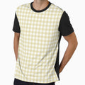 Beige and White Gingham Checkered Grid Fabric Pattern by BriSher