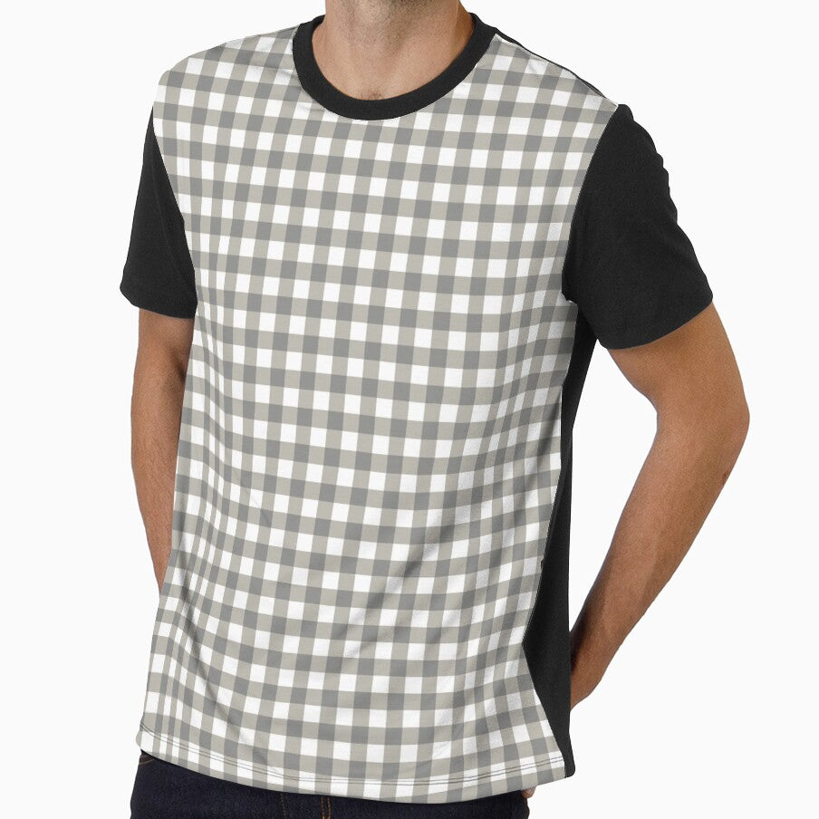 Modern Grey and White Gingham Checkered Grid Pattern by BriSher