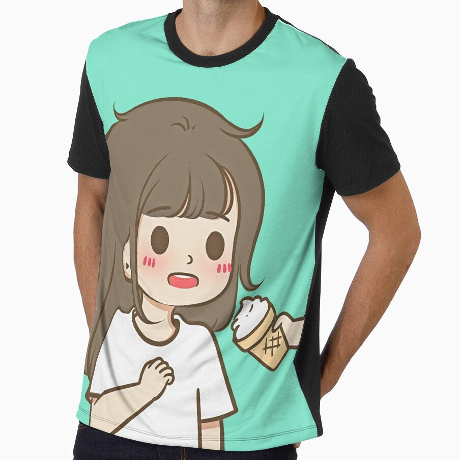 5 - Ice Cream Eating Girl, cute cartoon couples design for children, for family, for brother and sister or for best friends. by 2AcesDesign