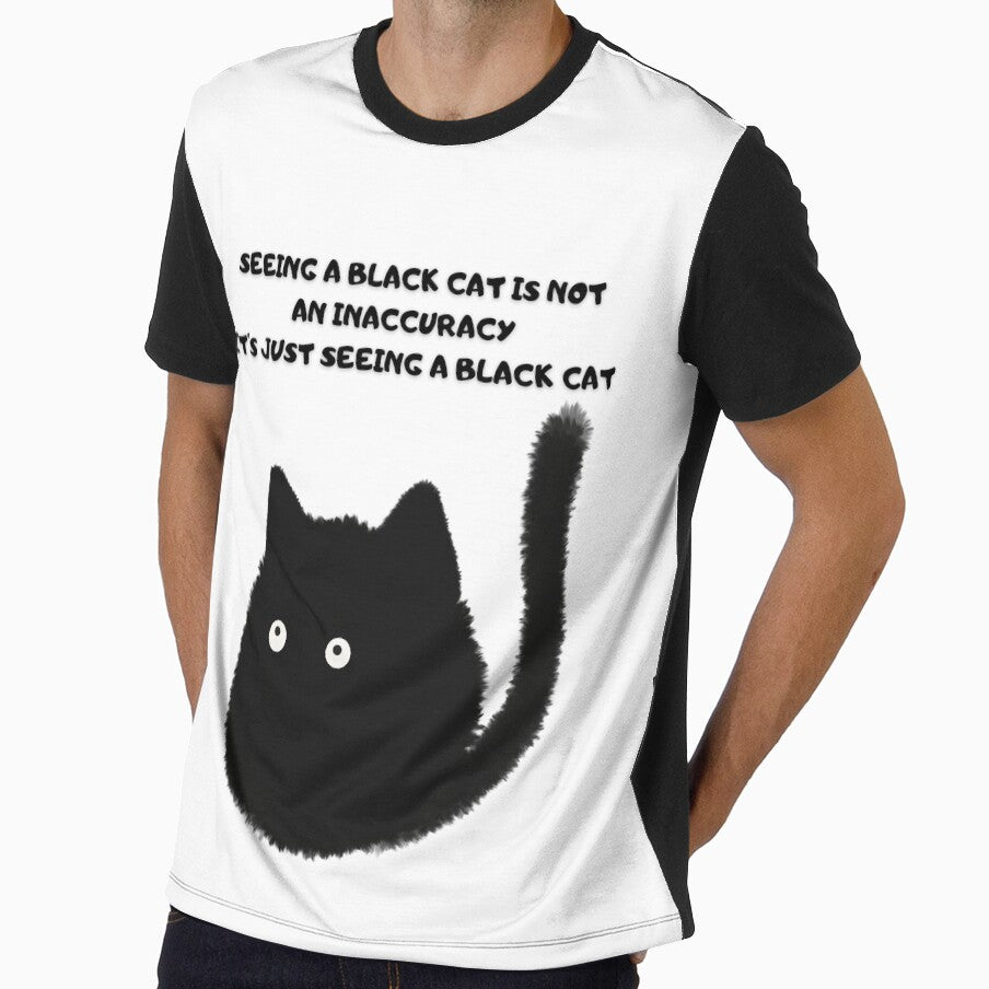 Fluffy Black Cat T-Shirt | Cute Furry Kitty Graphic Tee by SmyrnaArtGalery