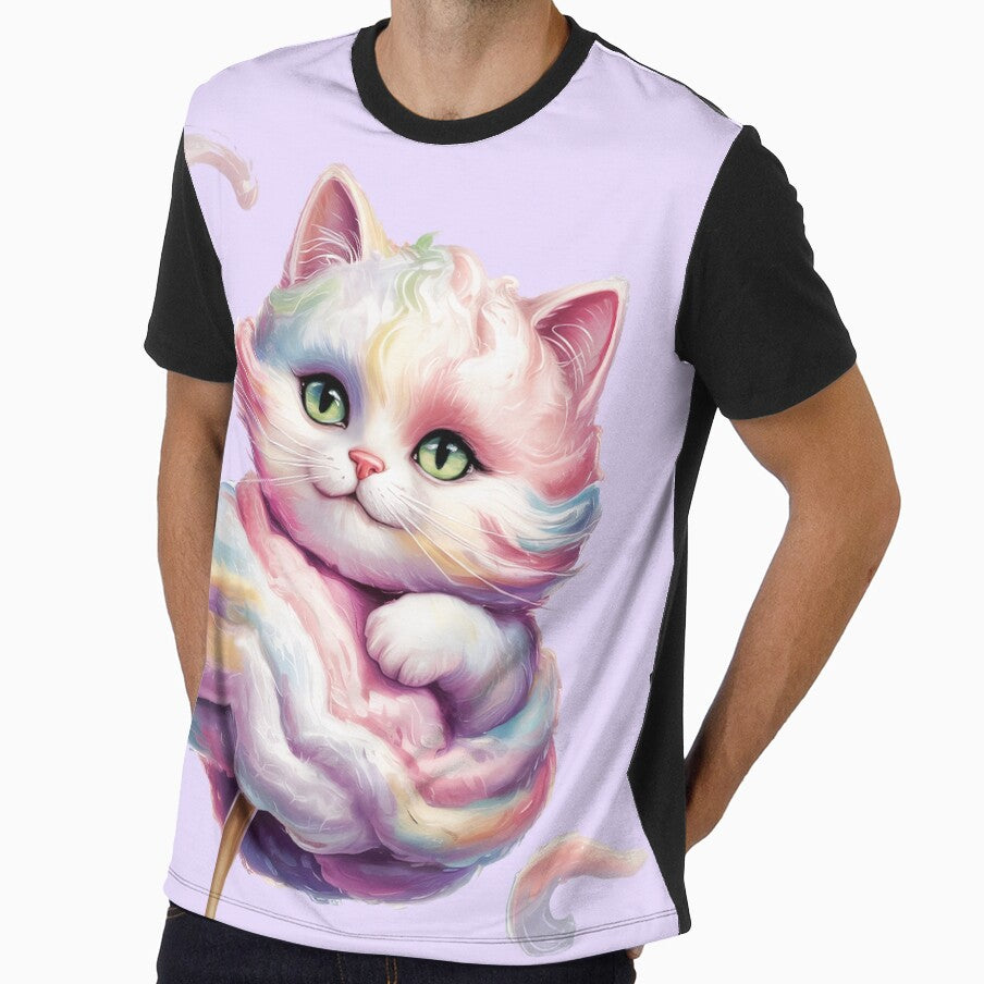 Rainbow Dream Puff – Cotton Candy Cat with Green Eyes by Sepinik