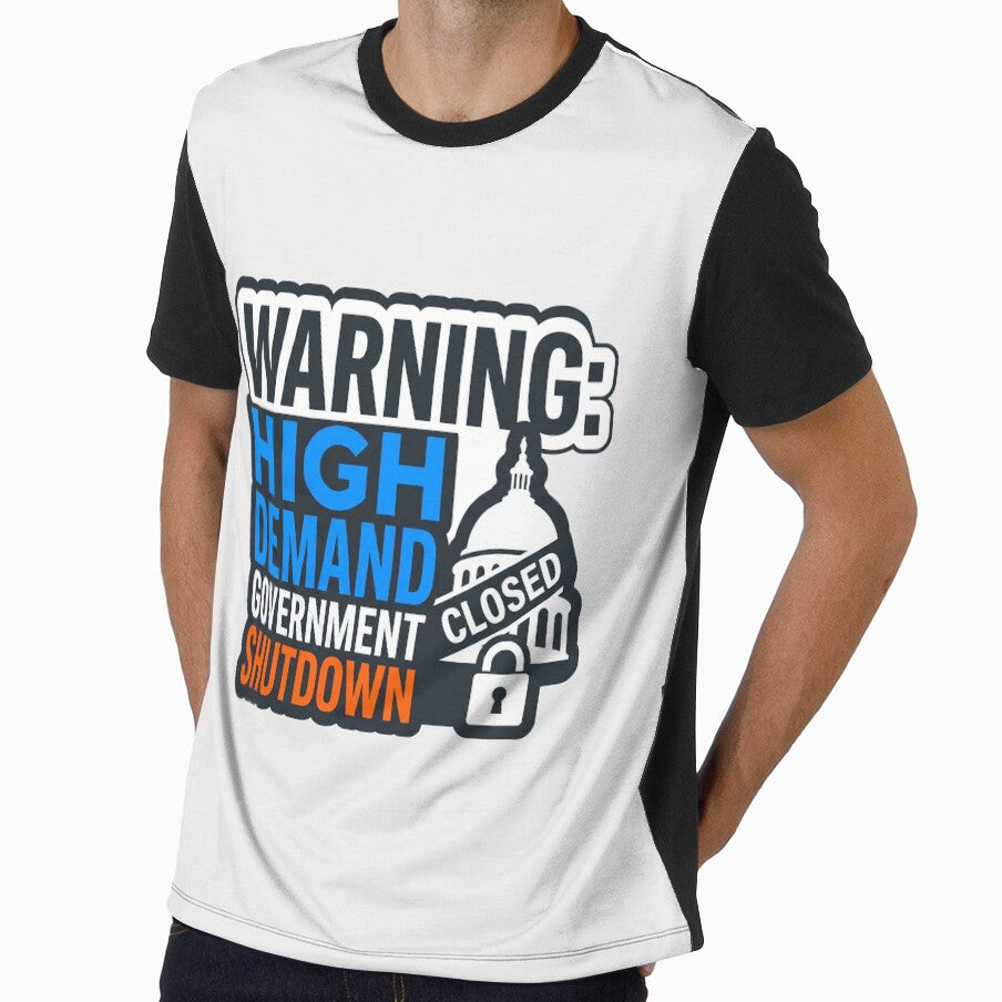 Sarcastic Political Warning Government Shutdown Bold Graphic Art by Pride Emblem Prints