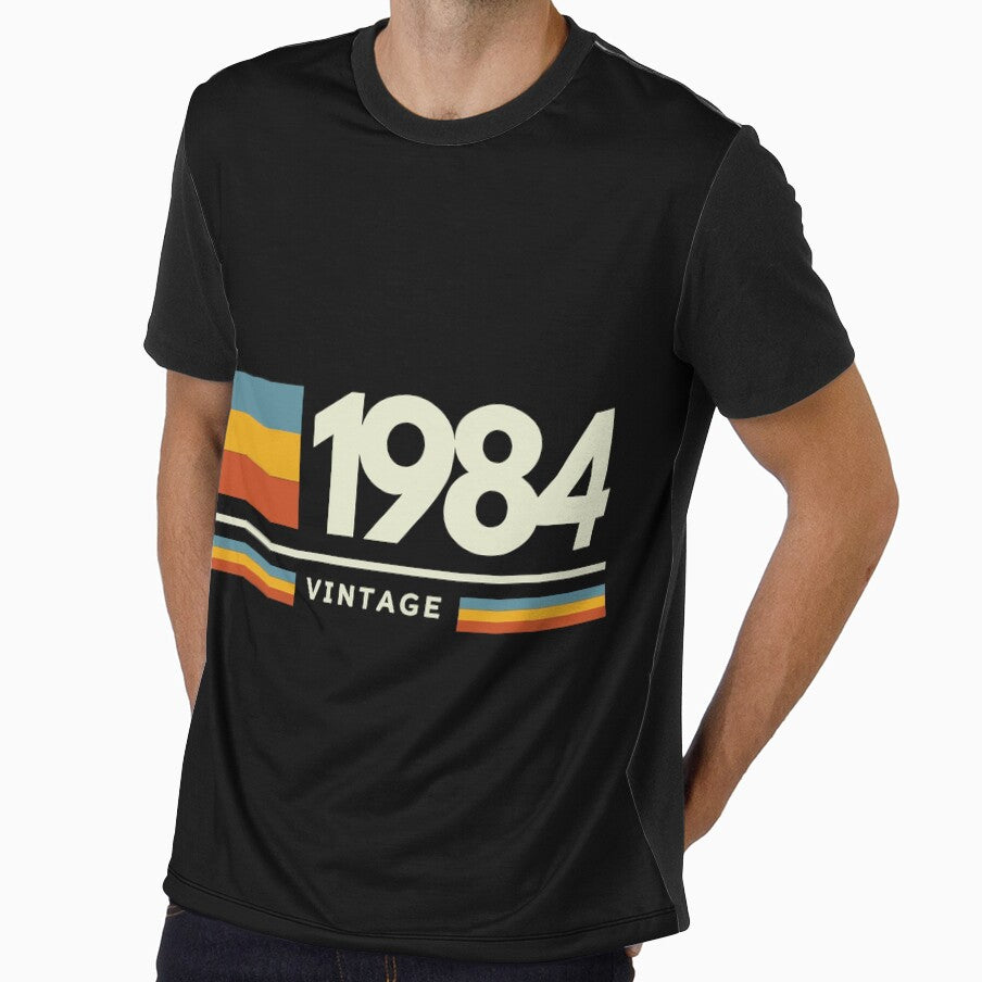 Vintage 1984 Retro Stripe Birthday Graphic by TobinHood