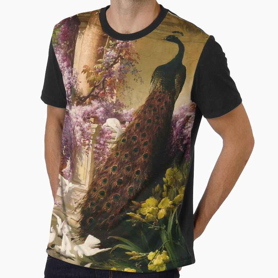 Eugene Bidau's A Peacock and Doves in a Garden by mosfunky