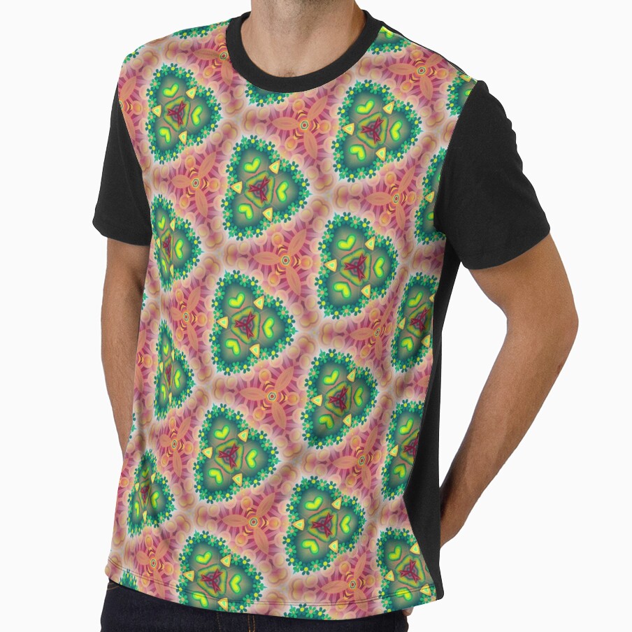 bumper garden abstraction green red violet psychedelic seamless colorful repeat pattern by Abrahamjrnd
