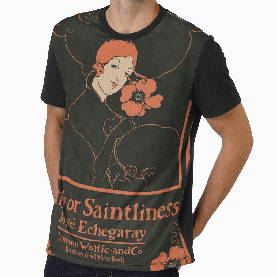 Folly or Saintliness (1895) vintage poster of a woman with flowers in high resolution by Ethel Reed. Original from Library of Congress. by LenaShines